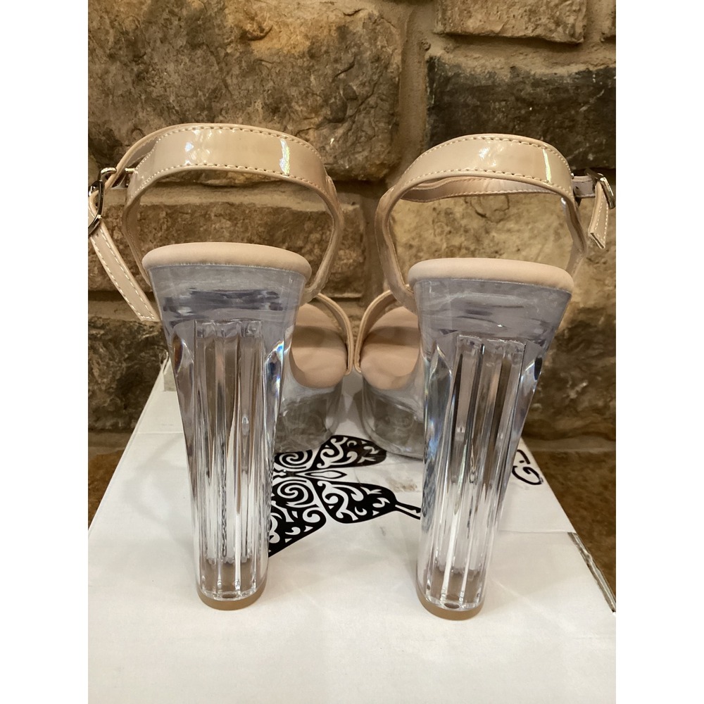 Marc Defang Nude Patent Clear Block Heel Platform Sandals Womens 9 - Picture 6 of 7